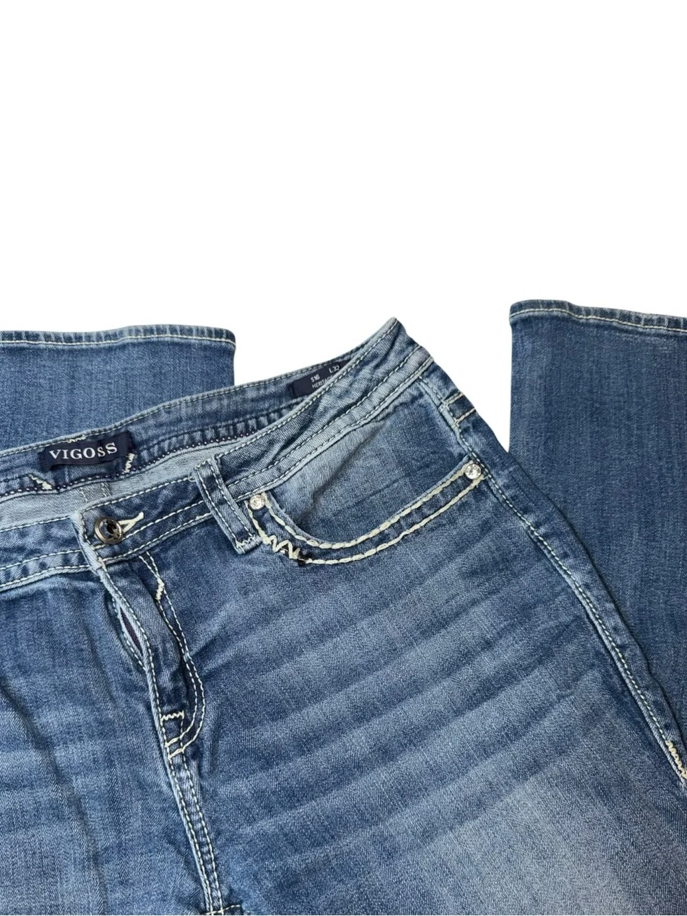Vigoss Women's Blue Flare Jeans - Mid Wash Wide Leg